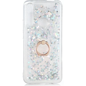 Kny Huawei Y9 Prime 2019 Kılıf Sıvılı Kalplı Yüzüklü Manyetik Milce Kapak