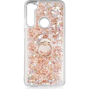 Kny Xiaomi Redmi Note 8 Kılıf Sıvılı Kalplı Yüzüklü Manyetik Milce Kapak