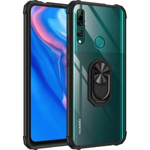 Kny Huawei Y9 Prme 2019 Kılıf Silikon Kenarlı Yüzüklü Manyetik Mola Kapak