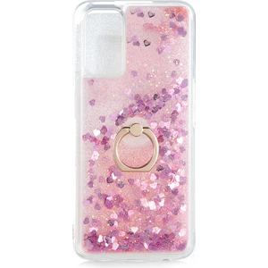 Kny Oppo A72 Kılıf Sıvılı Kalplı Yüzüklü Manyetik Milce Kapak