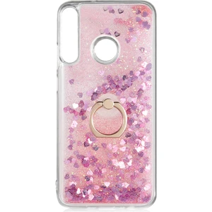 Kny Huawei P40 Lite E Kılıf Sıvılı Kalplı Yüzüklü Manyetik Milce Kapak