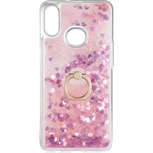 Kny Samsung Galaxy A10S Kılıf Sıvılı Kalplı Yüzüklü Manyetik Milce Kapak