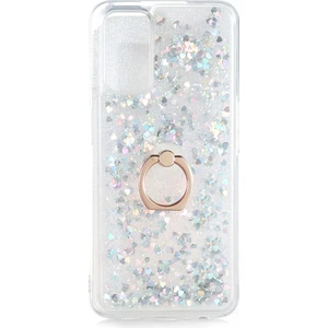 Kny Oppo A72 Kılıf Sıvılı Kalplı Yüzüklü Manyetik Milce Kapak