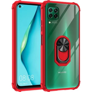 Kny Huawei P40 Lite Kılıf Renkli Silikon Kenarlı Yüzüklü Manyetik Mola Kapak