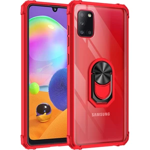 Kny Samsung Galaxy A31 Kılıf Renkli Silikon Kenarlı Yüzüklü Manyetik Mola Kapak