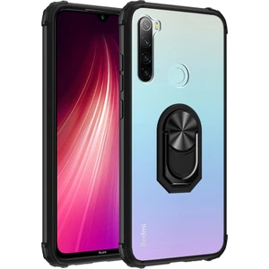 Kny Xiaomi Redmi Note 8 Kılıf Silikon Kenarlı Yüzüklü Manyetik Mola Kapak