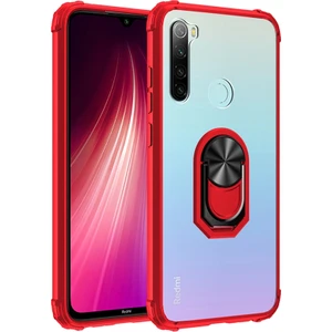 Kny Xiaomi Redmi Note 8 Kılıf Silikon Kenarlı Yüzüklü Manyetik Mola Kapak