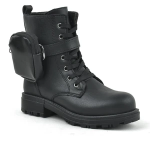 Siyah Fermuarlı Bağcıklı Cüzdanlı Kız Çocuk Bot