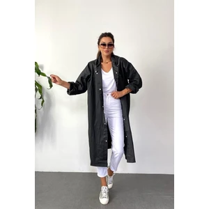 Eleven Market Kadın Erkek Yağmurluk Kapüşonlu Çıtçıtlı Eva Siyah Yağmurluk M21MRC881R03