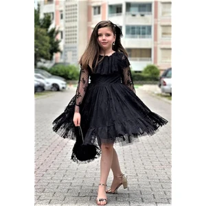 Abiye Kids Dantelli Çantalı Kız Çocuk Tarz Abiye Elbise