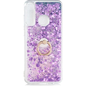 Kny Huawei Y6P Kılıf Sıvılı Kalplı Yüzüklü Manyetik Milce Kapak