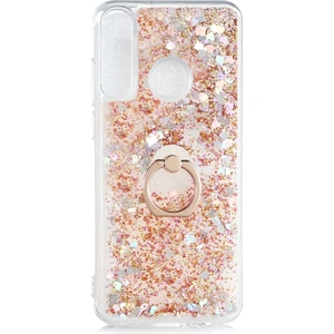 Kny Huawei Y6P Kılıf Sıvılı Kalplı Yüzüklü Manyetik Milce Kapak