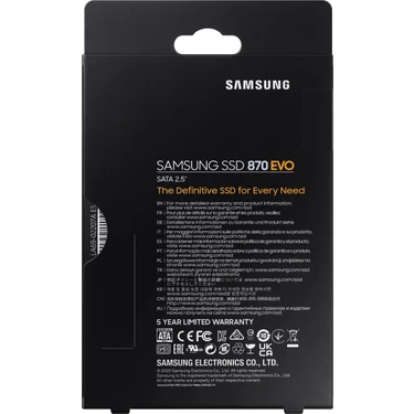 Samsung 870 Evo 500GB Sata SSD 560MB Okuma Hızı 530MB Yazma Fiyatı