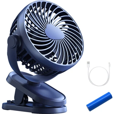 Hainan Shenda Klipsli Ultra Sessiz Mini USB Fan - Mavi (Yurt