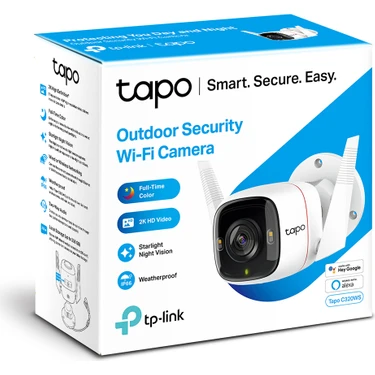 TP-LINK Tapo C320WS, 2K 4MP Dış Mekan Wi-Fi/Ethernet Güvenlik Kamerası, Hareket Algılama, IP66 Su