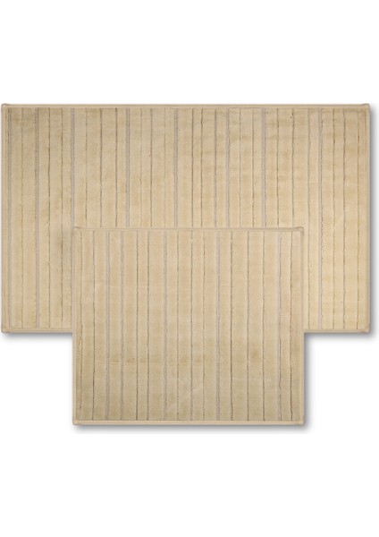 Lines Doğal Pamuklu 2'li Banyo Kilim Seti
