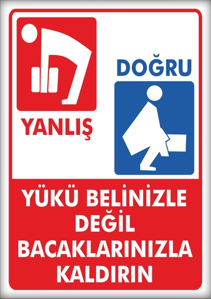 Uyarı ve Yönlendirme Levhaları " Yükü Belinizle Değil Bacaklarınızla Kaldırın" 25X35CM Dekota