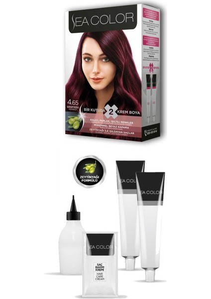 2x2 Tüp Krem Saç Boyası Seti Şarap Kızılı No:4.65