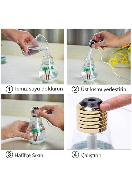 Ampül Hava Nemlendirici Usb|7 Renkli Kaliteli Dekoratif Buhar MAKINESI-400 ml Hazneli Gece Lambası fiyatları