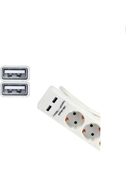 Berlin Shop 24025 USB Girişli Beşli Grup Priz ve Uzatma Kablosu