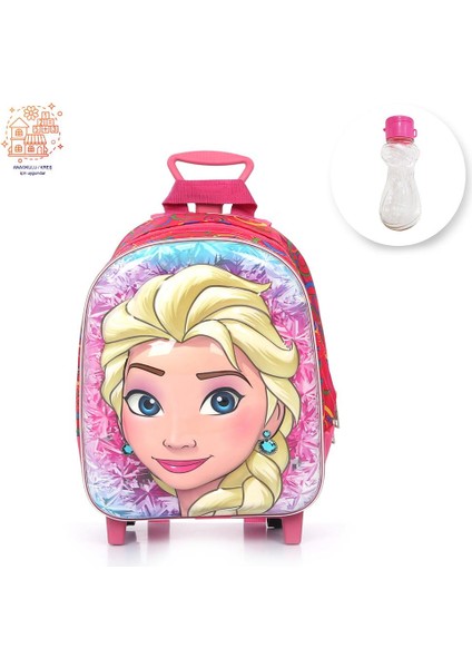 Çekçekli Anaokulu Mavi Pembe Elsa Çanta - Kız Çocuk Çanta - Elsa Çanta - Frozen Kreş Çanta - Anaokulu Çantası