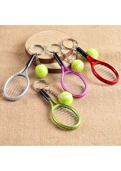 Mini Tenis Top Raket Kolye Anahtarlık Anahtar Zinciri Yeşil ve Kırmızı (Yurt Dışından) fiyatları
