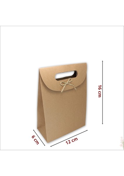 El Geçmeli Kraft Karton Çanta 16 x 12 x 6 cm - 1 Adet