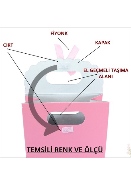 El Geçmeli Kraft Karton Çanta 16 x 12 x 6 cm - 1 Adet