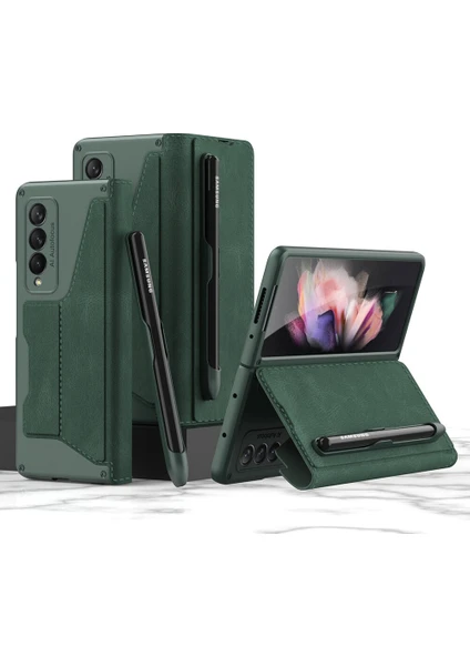 Samsung Galaxy Z Fold 4 Zırh Pu Deri Tam Koruma Cep Telefonu Kılıfı (Yurt Dışından)