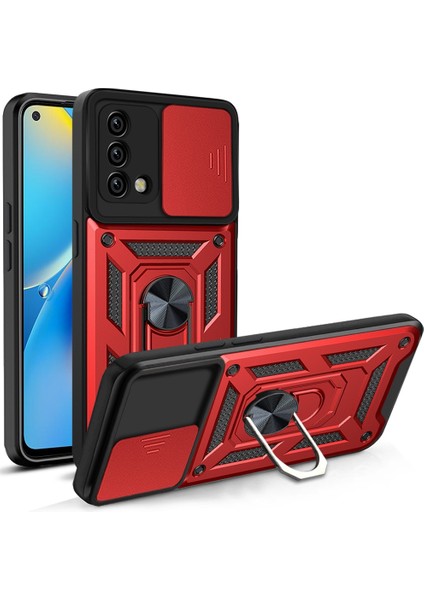 Oppo A74 Parmak Yüzük Kamera Zırhı Ağır Koruma Cep Telefonu Kılıfı Kapağı (Yurt Dışından)