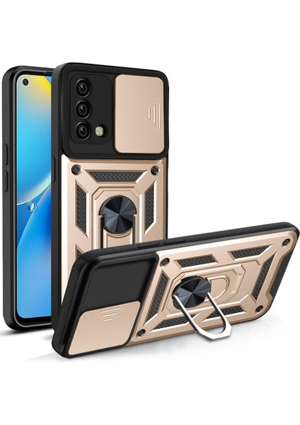 Oppo A74 Parmak Yüzük Kamera Zırhı Ağır Koruma Cep Telefonu Kılıfı Kapağı (Yurt Dışından)
