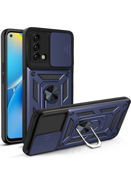 Oppo A74 Parmak Yüzük Kamera Zırhı Ağır Koruma Cep Telefonu Kılıfı Kapağı (Yurt Dışından)