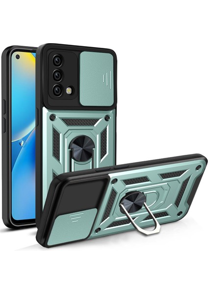 Oppo A74 Parmak Yüzük Kamera Zırhı Ağır Koruma Cep Telefonu Kılıfı Kapağı (Yurt Dışından)