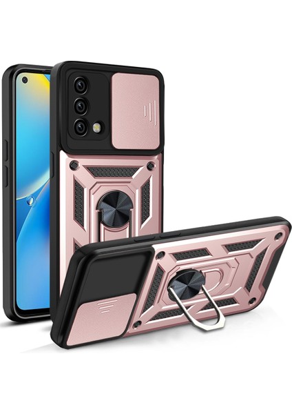 Oppo A74 Parmak Yüzük Kamera Zırhı Ağır Koruma Cep Telefonu Kılıfı Kapağı (Yurt Dışından)