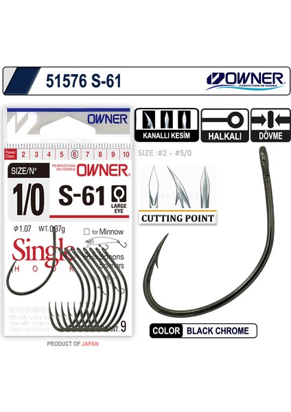 51576 S-61 Black Chrome Iğne 1-0