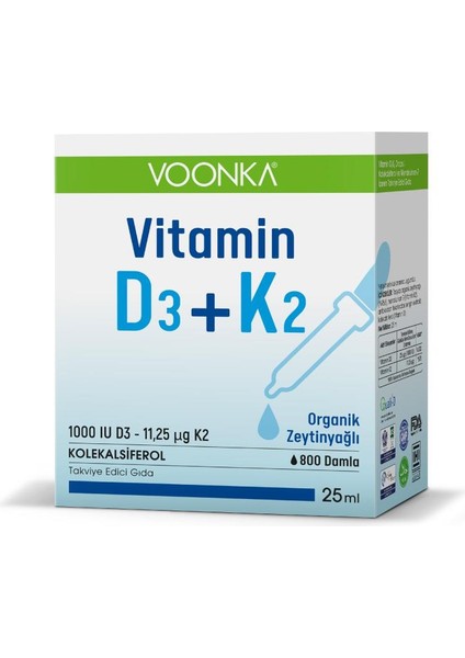 Vitamin D3+ K2 Takviye Edici Gıda 25 ml