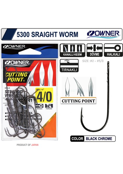5300 Straight Shank Black Chrome Iğne 1