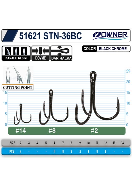 51621 Stn -36 Black Chrome Üçlü Iğne No 6 fiyatları