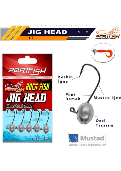 Jig Head Mustad Iğneli 5li Pkt 6 Numara 0,8 G