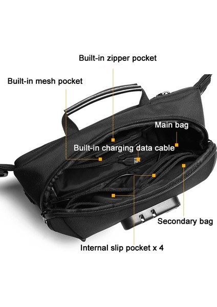 9257 Erkek Dış Mekan Hırsızlık Anti Bel Çantası Siyah
