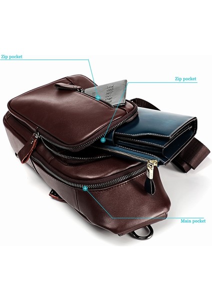 Erkekler Çok Fonksiyonlu Crossbody Çanta Kahve