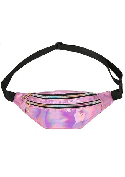 Lazer Pu Fermuarlı Göğüs Torbası Pembe