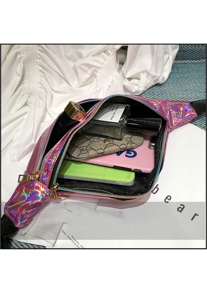 Lazer Pu Fermuarlı Göğüs Torbası Pembe fırsatları