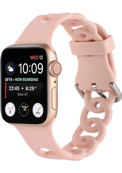 Apple Watch 7 45MM / 6 & Se & 5 & 4 44MM / 3 & 2 ve 1 42MM Için Kayış Pembe