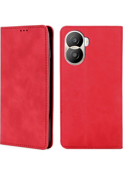 Honor X40I Için Pu Telefon Kılıfı - Kırmızı (Yurt Dışından)