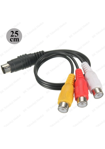 S-Video (7 Pin) Erkek - 3 Rca Rgb Dişi Kablo Video Adaptörü