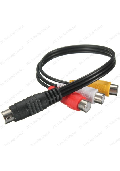 S-Video (7 Pin) Erkek - 3 Rca Rgb Dişi Kablo Video Adaptörü