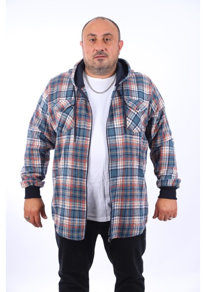 Büyük Beden Kapüşonlu Sweat Oduncu Çiftcep 22203-PETROL fiyatları