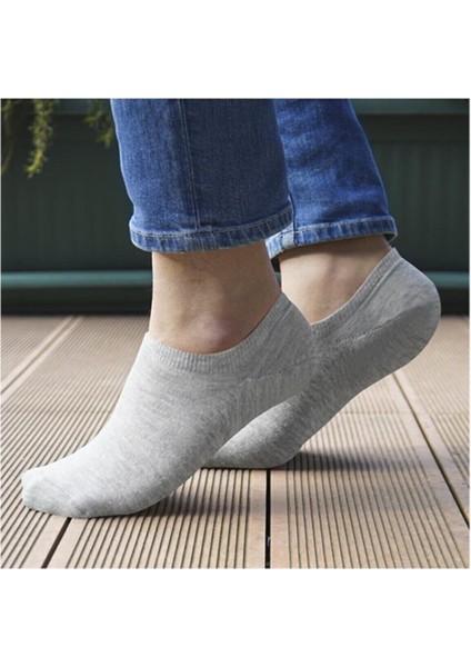 Meguca Socks Unisex Bambu Dikişsiz Patik Çorap Gri Renk 5 Çift