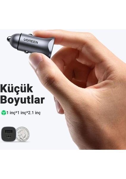 Pd 30W Scp 22.5W Type-C USB Alüminyum Araç Çakmaklık Şarjı